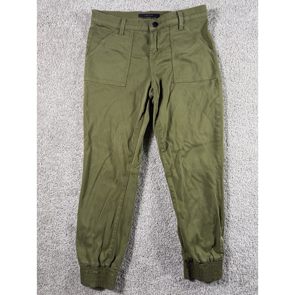 J Brand Olive Green Utility Cargo Skinny Pants Ankle Zips Size 26